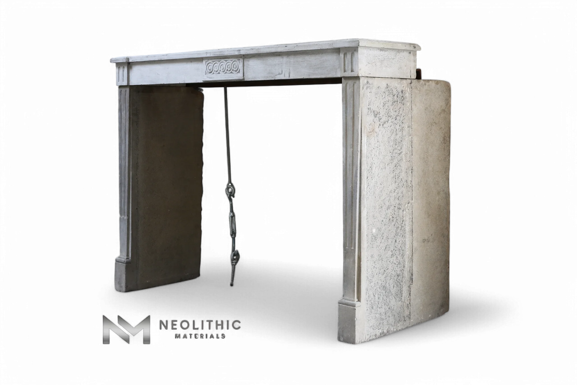 Antique Limestone de Burgundy Fireplace Mantel - Image 2